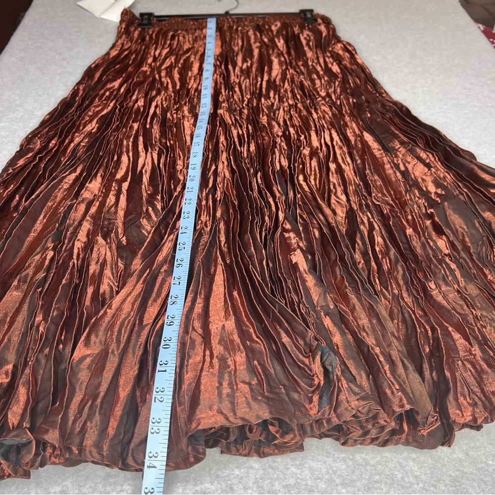 Vintage Y2K Crinkle Broom Full Maxi Skirt Copper Metallic Witchy Fairy Sz XL NWT - Picture 5 of 8